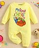 KNITROOT Cotton Knit Holi Theme Full Sleeves My First Holi Text Printed Romper - Yellow