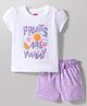 Babyhug Cotton Knit Half Sleeves T-Shirt & Shorts Night Suit With Fruits & Polka Dot Print - White