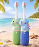 Totilo Baby Toothbrush, Soft & Safe First Toothbrush for Kids (Pack of 2)- Green & Blue