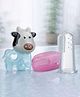 Totilo Baby Water Filled Teether And BPA Free Silicone Finger Brush-Blue+Pink