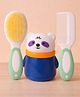 Totilo Baby Soft Bristles Hair Brush Comb And Teddy Powder Puff- Green+Dark Blue