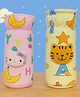 Totilo Baby Soft Premium Quality  Feeding Bottle Cover Stretchable Soft Velvet Plush Cartoon Prints, Suitable UPTO 250 ml - Pink & Yellow(Pack of 2)