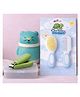Totilo Baby Soft Bristles Hair Brush Comb And Teddy Powder Puff & Nail Clipper- Blue, Blue & Green