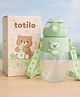 Totilo Water Bottle Sipper with Bear Design Adjustable Shoulder Strap, Clear BPA Free Plastic Sipper- 850 ml - Green