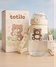 Totilo Water Bottle Sipper with Bear Design Adjustable Shoulder Strap, Clear BPA Free Plastic Sipper- 850 ml - Pink
