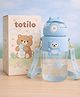 Totilo Water Bottle Sipper with Bear Design Adjustable Shoulder Strap, Clear BPA Free Plastic Sipper- 850 ml - Blue