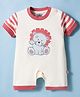 Mini Taurus 100% Cotton Knit Half Sleeves Animal Printed Romper - Red