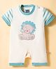 Mini Taurus 100% Cotton Knit Half Sleeves Animal Printed Romper - Sea Green
