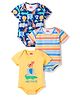 Babyhug 100% Cotton Knit Half Sleeves Onesies with Animal Print & Stripes Pack of 3 - Multicolor