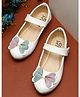 Tiny Bugs Bow Applique Detailed Velcro Closure Mary Jane Ballerinas - White