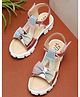 Tiny Bugs Bow Applique Detailed Velcro Closure Sandals - Multi Colour