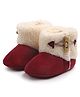 KIDLINGSS Button Applique Detailed Fur Detailed  Buckle Closure High Top Booties - Maroon