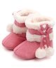 KIDLINGSS Heart Designed Pom Pom Applique Fur Detailed Slip On Booties - Pink