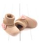 KIDLINGSS Floral Applique Socks Style Booties - Beige
