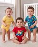 Babyhug 100% Cotton Knit Half Sleeves Onesies with Safari Theme Print Pack of 3 - Multicolor