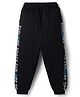 Taeko Single Jersey Knit Full Length Track Pants With Text Print - Black