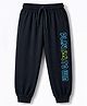 Taeko Single Jersey Knit Full Length Track Pants With Text Print - Black