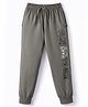 Taeko Single Jersey Knit Full Length Track Pants With Text Print - Grey