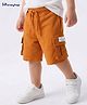 Honeyhap Premium 100% Cotton Terry Knit Knee Length Solid Bermuda With Cargo Pockets & Bio Finish - Super Lemon