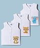 Doodle Poodle 100% Cotton Knit Sleeveless Jhablas with Animal Print Pack of 3 - White