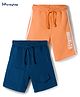Honeyhap Premium 100% Cotton Knit Knee Length Text Printed Bermudas Pack Of 2 - Blue Opal & Apricot Nectar