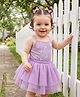 Babyhug 100% Interlock Knit Sleeveless Onesie & Skirt With Floral Print - Purple