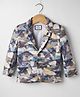 Noddy Full Sleeves Abstract Printed & Brooch Detailed Blazer - Grey