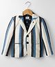 Noddy Knitted Full Sleeves  Striped & Brooch Detailed Blazer - Turquoise