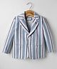 Noddy Full Sleeves Striped & Brooch Detailed Blazer - Light Blue
