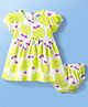 Doodle Poodle 100% Cotton Single Jersey Knit Half Sleeves Frock With Apple Print & Bloomer - White