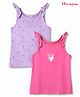 Honeyhap Premium Cotton Knit Tops Sleeveless with Tie-Up Shoulders with Bio Finish Pack of 2 Purple Healther & Carmine Rose