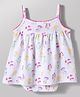 Babyhug 100% Cotton Knit Sleeveless Onesie with Floral Print - White