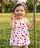 Babyhug 100% Cotton Knit Sleeveless Frock Style Onesie with Hairband & Floral Print - White