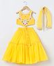 BYB Premium Chiffon Woven Sleeveless Beads & Sequins Embellished Lehenga & Choli Set With Dupatta - Bright Yellow