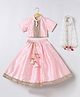 BYB Premium Silk Woven Half Sleeves Pearls & Lace Embellished Lehenha Choli Set With Dupatta - Baby Pink