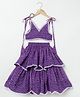 BYB Premium Chiffon Woven Sleeveless Bandhani Printed Layered Lehenga Choli Set -Purple