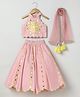 BYB Premium Chanderi Woven Sleeveless Geometric Embroidered & Mirror Work Detailed Lehenga Choli Set With Dupatta - Dusty Pink