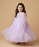 BYB Premium Net Woven Cape Sleeves Crystal Beads Embellished Floral Designed Gown - Lavender
