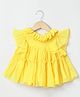 BYB Premium Chiffon Woven Frill Sleeves Solid Dress - Yellow