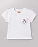 Babyhug 100% Cotton Knit Half Sleeves Floral Embroidered T-Shirt - White