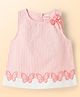 Babyhug Cotton Seer Sucker Woven Sleeveless Striped Top with Bow & Butterfly Applique - Multicolor