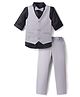 Pine Kids Knit Full Sleeves Solid Color 3 Piece Party Suit with Bow - Light Grey