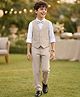 Pine Kids Knit Full Sleeves Solid Color 3 Piece Party Suit with Bow - Beige