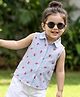 Babyhug Seer-Sucker Woven Sleeveless Striped Top with Floral Print - Multicolor