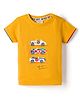 Ollypop Single Jersey Knit Half Sleeves Vehicles Printed T-Shirt - Mustard