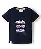 Ollypop Single Jersey Knit Half Sleeves Vehicles Printed T-Shirt - Navy Blue