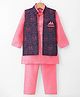 Ridokidz Cotton Woven Full Sleeves Kurta Salwar Set With Embroidered Jacket - Pink