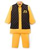 Ridokidz Cotton Woven Full Sleeve Solid Color Kurta Pajama Set with Jacket - Yellow & Navy Blue