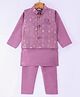 Ridokidz Cotton Woven Full Sleeves Kurta Salwar Set With Sequinned Jacket - Purple