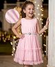 Hola Bonita Knit Sleeveless Mesh Solid Dress With Belt - Pink